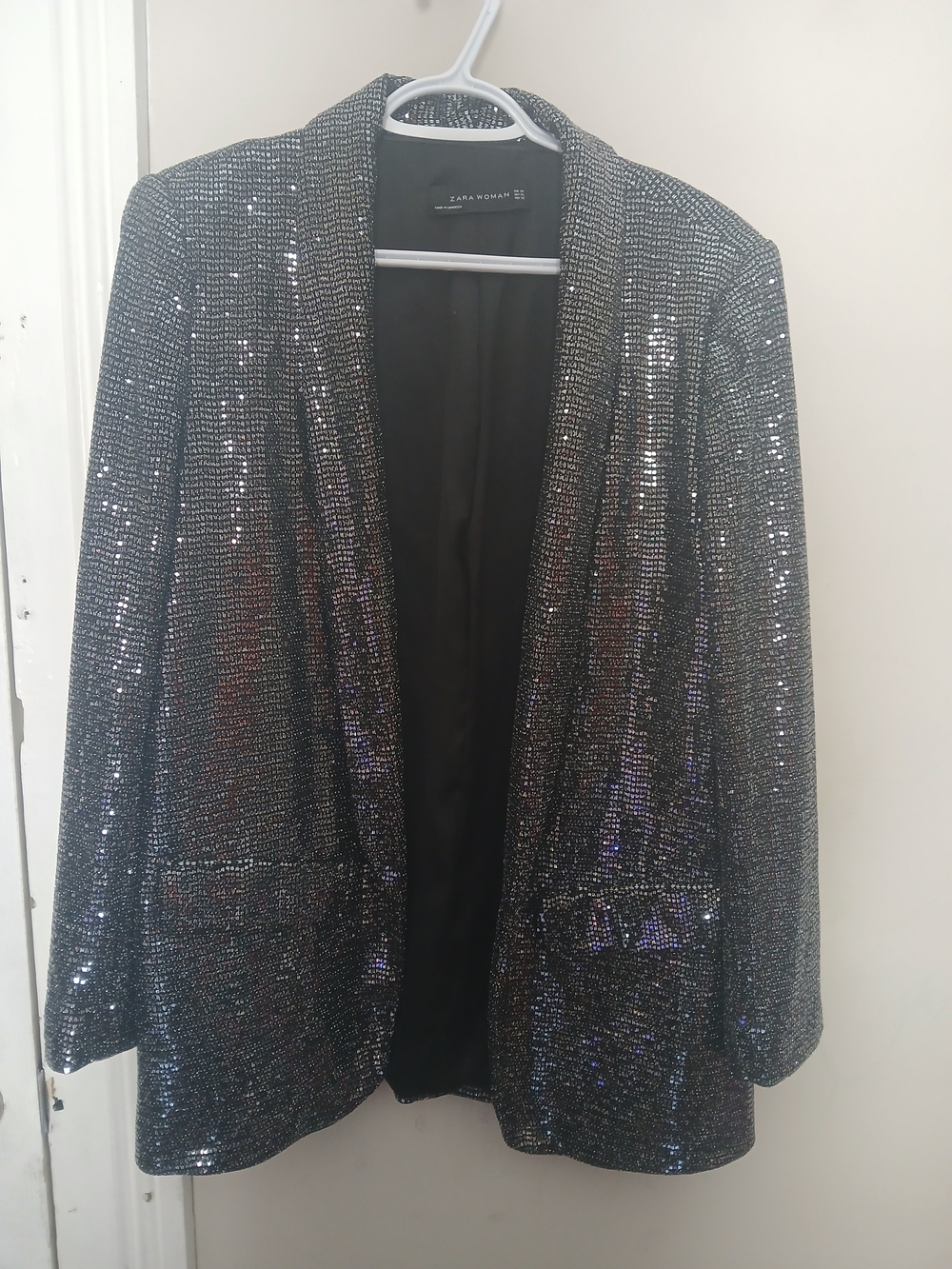 Zara Black Metallic Blazer with Subtle Iridescence